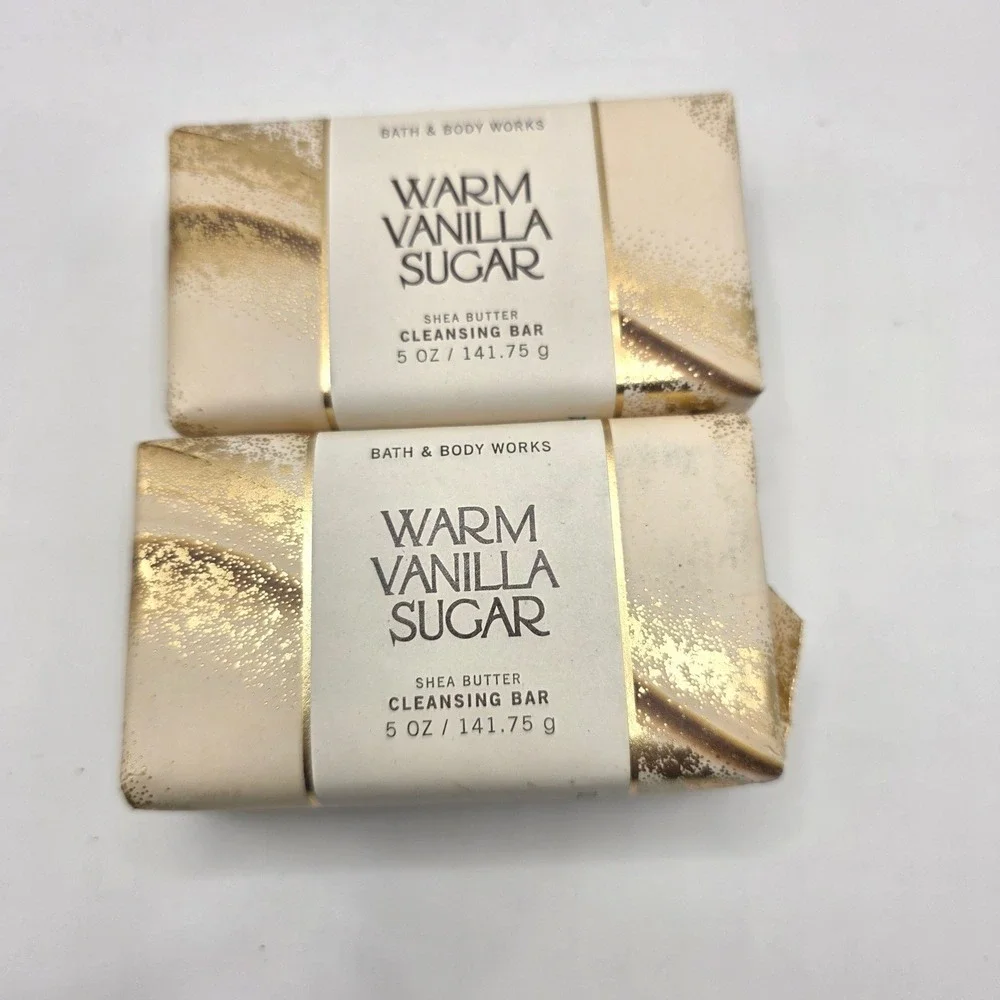 Bath & Body Works Warm Vanilla Sugar Shea Butter Cleansing Bar 5oz Set of 2